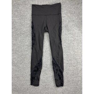 Lululemon Pants‎ Womens 6 Black Velvet Mesh High Rise Leggings Yoga Gym Athletic